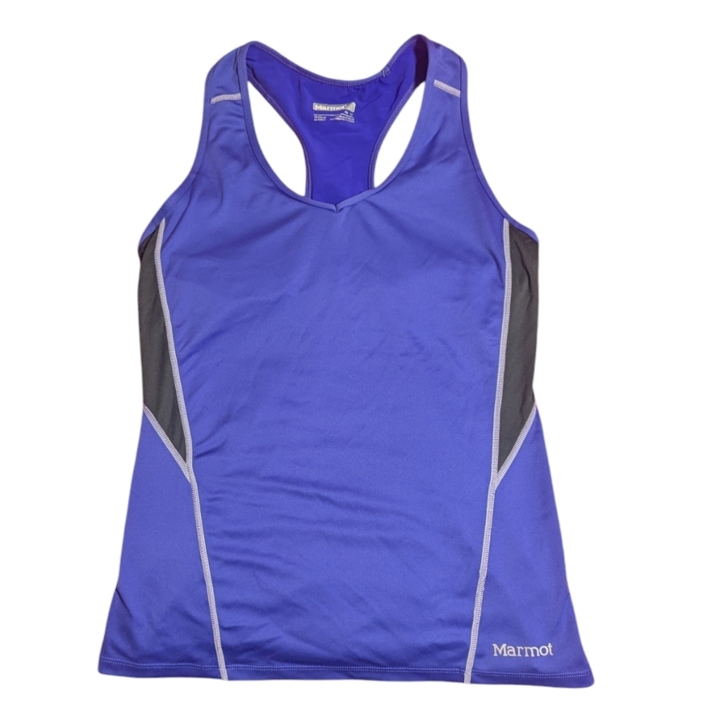 Marmot Racerback Tank Top Built-In Bra Purple Unpadded Run Hike Bike Size Medium